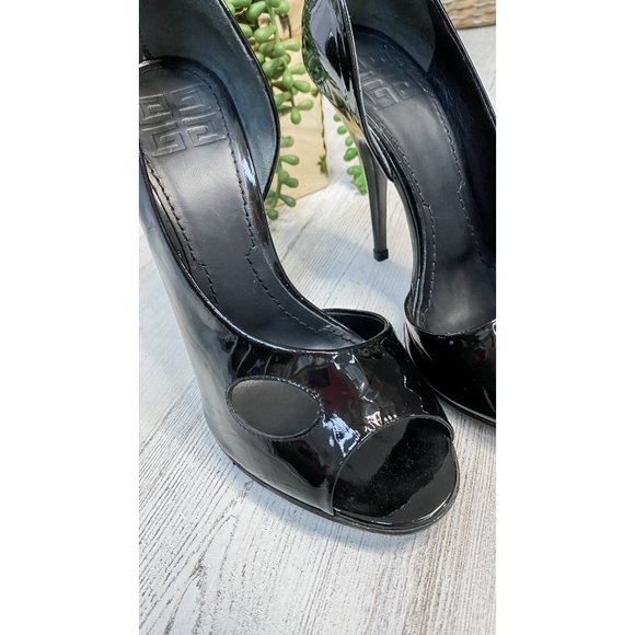 Givenchy Black Patent Leather D’Orsay Peep Toe Cut Out Heels (38/8) - Picture 15 of 16